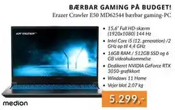 CBC Erazer Crawler E50 MD62544 bærbar gaming-PC, DKK 5299 tilbud