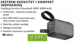 CBC Sandberg Survivor Powerbank 100W 40000 mAh, DKK 1199 tilbud