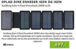 Sandberg Solar 6-Panel Powerbank 20000 mAh, DKK 699
