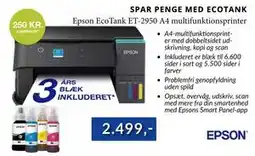 CBC Epson EcoTank ET-2950 A4 multifunktionsprinter, DKK 2499 tilbud