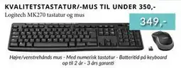 CBC Logitech MK270 tastatur og mus, DKK 349 tilbud