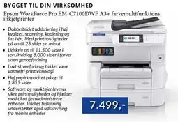 CBC Epson WorkForce Pro EM-C7100DWF A3+ farvemultifunktions inkjetprinter, DKK 7499 tilbud