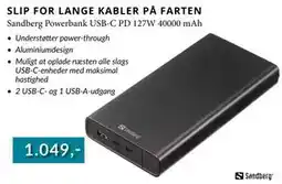 CBC Sandberg Powerbank USB-C PD 127W 40000 mAh, DKK 1049 tilbud