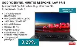 CBC Lenovo ThinkPad X1 Carbon (7. gen) bærbar PC Refurbished - Grade B, DKK 3299 tilbud