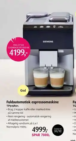 Kop & Kande Fuldautomatisk espressomaskine, DKK 4999 tilbud