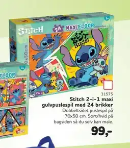 MID Hobby Stitch 2-i-1 maxi gulvpuslespil med 24 brikker, DKK 99 tilbud