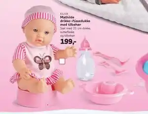 MID Hobby Mathilde drikke-/tissedukke med tilbehør, DKK 199 tilbud