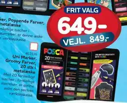 MID Hobby Uni Marker, Groovy Farver, 20 stk i metalæske, DKK 649 tilbud