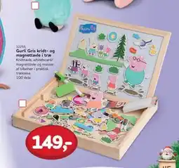 MID Hobby Gurli Gris kridt- og magnettavle i træ, DKK 149 tilbud