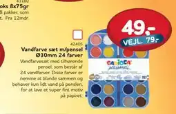 MID Hobby Vandfarve sæt m/pensel Ø30mm 24 farver, DKK 49 tilbud