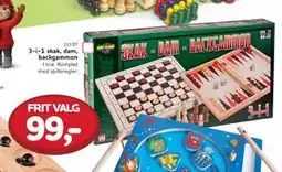 MID Hobby 3-i-1 skak, dam, backgammon, DKK 99 tilbud