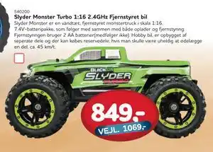 MID Hobby Slyder Monster Turbo 1:16 2.4GHz Fjernstyret bil, DKK 849 tilbud