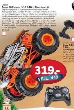 MID Hobby Speed 88 Monster 1:12 2,4GHz Fjernstyret bil, DKK 319 tilbud