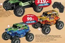 MID Hobby Monster Truck 1:20 2,4GHz Fjernstyret bil, DKK 99 tilbud