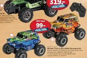 MID Hobby Monster Truck 1:20 2,4GHz Fjernstyret bil, DKK 99 tilbud