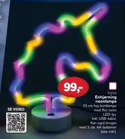 MID Hobby Enhjørning neonlampe, DKK 99 tilbud