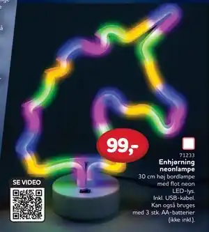 MID Hobby Enhjørning neonlampe, DKK 99 tilbud