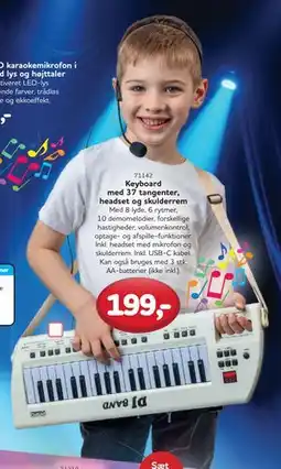 MID Hobby Keyboard med 37 tangenter, headset og skulderrem, DKK 199 tilbud