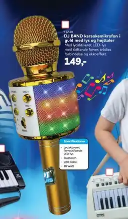 MID Hobby DJ BAND karaokemikrofon i guld med lys og højttaler, DKK 149 tilbud