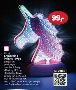 MID Hobby Enhjørning infinity lampe, DKK 99 tilbud