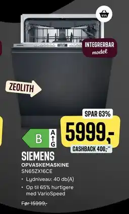Skousen SIEMENS OPVASKEMASKINE, DKK 5999 tilbud