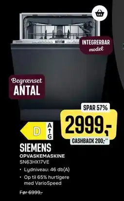 Skousen SIEMENS OPVASKEMASKINE, DKK 2999 tilbud