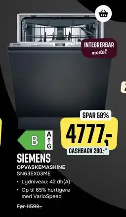 Skousen SIEMENS OPVASKEMASKINE, DKK 4777 tilbud