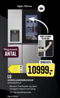 Skousen AMERIKANERKØLESKAB GSGV80PYLD, DKK 10999 tilbud