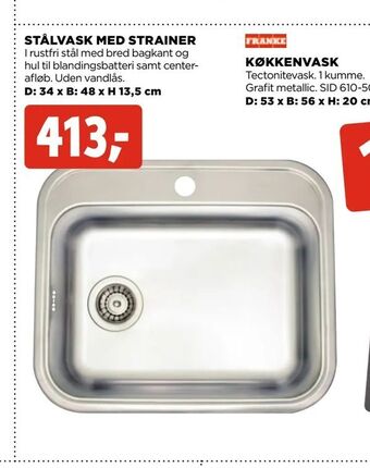 Stålvask med strainer