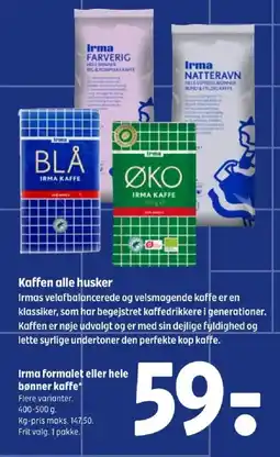 Coop 365 Irma formalet eller hele bønner kaffe tilbud
