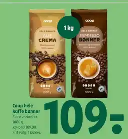 Coop 365 Coop hele kaffe bønner tilbud