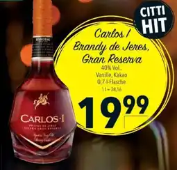 Citti CARLOS I Carlos/ brandy de jeres. gran reserva tilbud