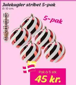 Hi five Julekugler stribet 5-pak, DKK 45 tilbud