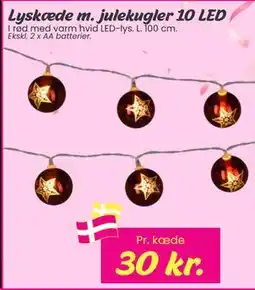 Hi five Lyskæde m. julekugler 10 LED, DKK 30 tilbud