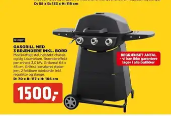 jem & fix Gasgrill med 3 brændere inkl. bord tilbud