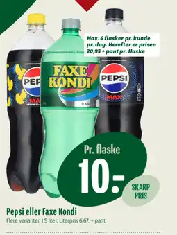 Min Købmand Pepsi eller Faxe Kondi tilbud