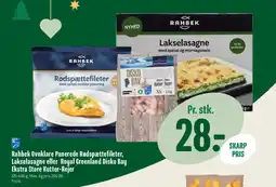 Min Købmand Rahbek Ovnklare Panerede Rødspættefileter, Lakselasagne eller Royal Greenland Disko Bay Ekstra Store Kutter-Rejer tilbud
