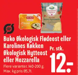 Min Købmand Buko Økologisk Flødeost eller Karolines Køkken Økologisk Hytteost eller Mozzarella tilbud