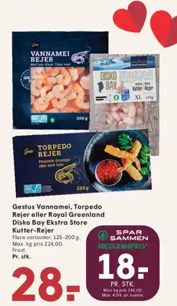 SPAR Gestus Vannamei, Torpedo Rejer eller Royal Greenland Disko Bay Ekstra Store Kutter-Rejer tilbud