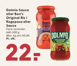 SPAR Dolmio Sauce eller Ben's Original Ris i Kogepose eller Sauce tilbud