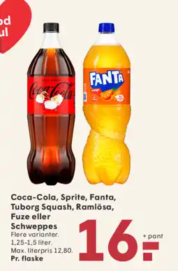 SPAR Coca-Cola, Sprite, Fanta, Tuborg Squash, Ramlösa, Fuze eller Schweppes tilbud