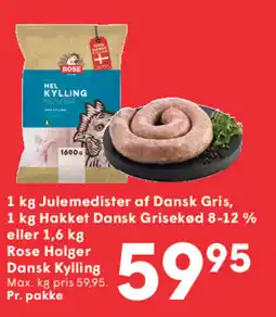 SPAR Julemedister af Dansk Gris, Hakket Dansk Grisekød 8-12 % eller Rose Holger Dansk Kylling tilbud