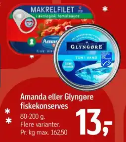 Føtex Amanda eller Glyngøre fiskekonserves tilbud
