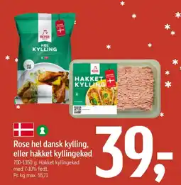 Føtex Rose hel dansk kylling, eller hakket kyllingekød tilbud