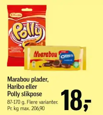 Marabou plader, Haribo eller Polly slikpose