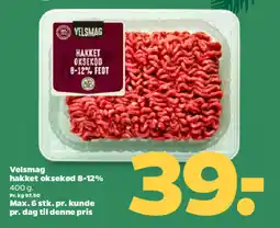Netto VELSMAG Hakket oksekød 8-12% tilbud