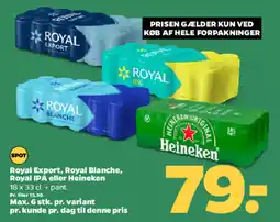 Netto Royal export, royal blanche, royal ipa eller heineken tilbud