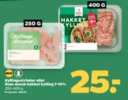 Netto Kyllingestrimler eller rose dansk hakket kylling 7-10% tilbud