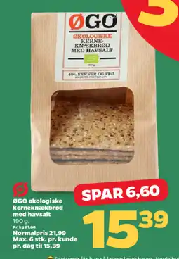 Netto ØGO Økologiske kerneknækbrød med havsalt tilbud