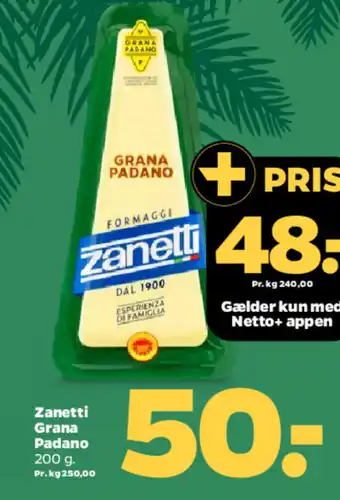 Netto ZANETTI Grana padano tilbud